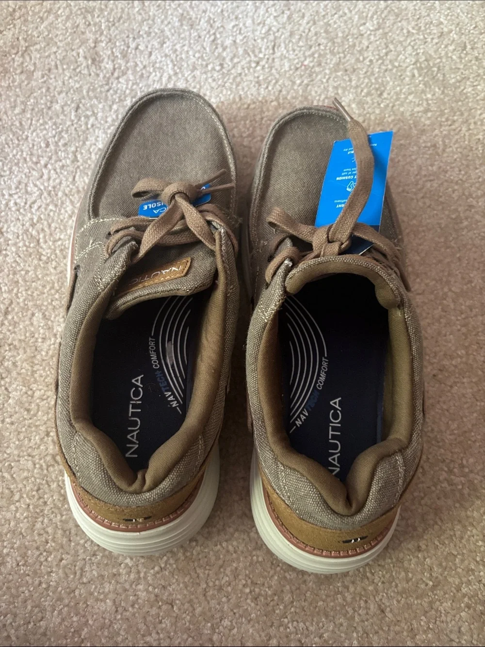 Nautica BarberCanvas Lace-Up Boat Shoes Tan Men’s Size 7